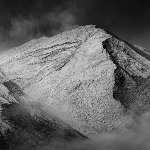 Misty white mountain