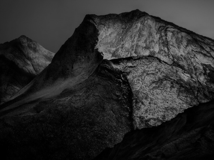 Black moonlit mountains