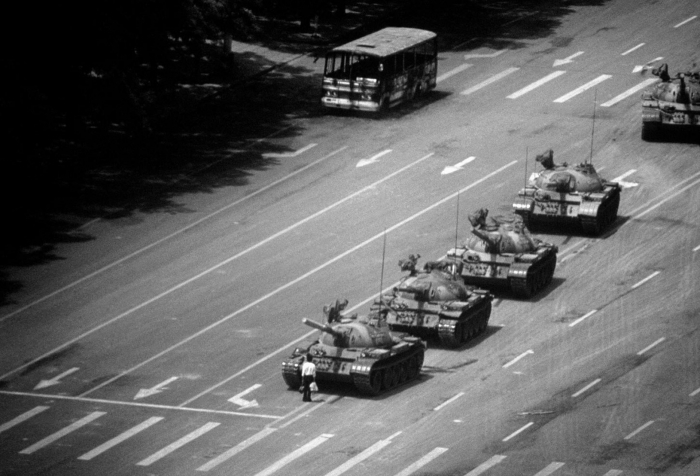 ‘The Tank Man’ in Tiananmen Square on June 4th. Beijing, China, 1989