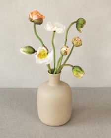 Poppy's in beige vase