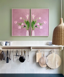 Tulips in a pink vase (tweeluik)